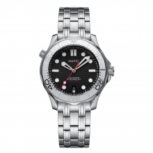 MATIC WATCH DIVER 200M 41mm PT5000 Mechanical Wristwatches [Black Dial with Silver Bezel Insert]